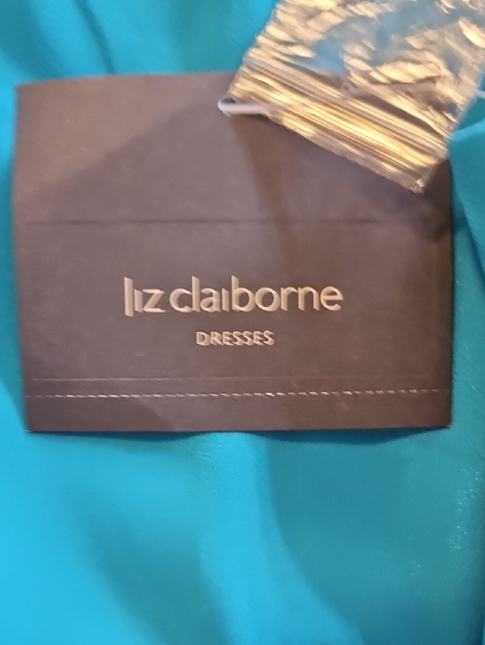 NWT Liz Claiborne Teal Sleeveless Midi Dress with Drop Waist - Picture 5 of 6